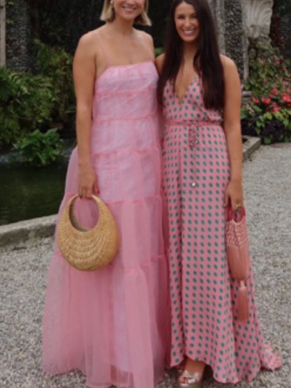 STAUD Pink Strapless Tiered Tulle Maxi Dress